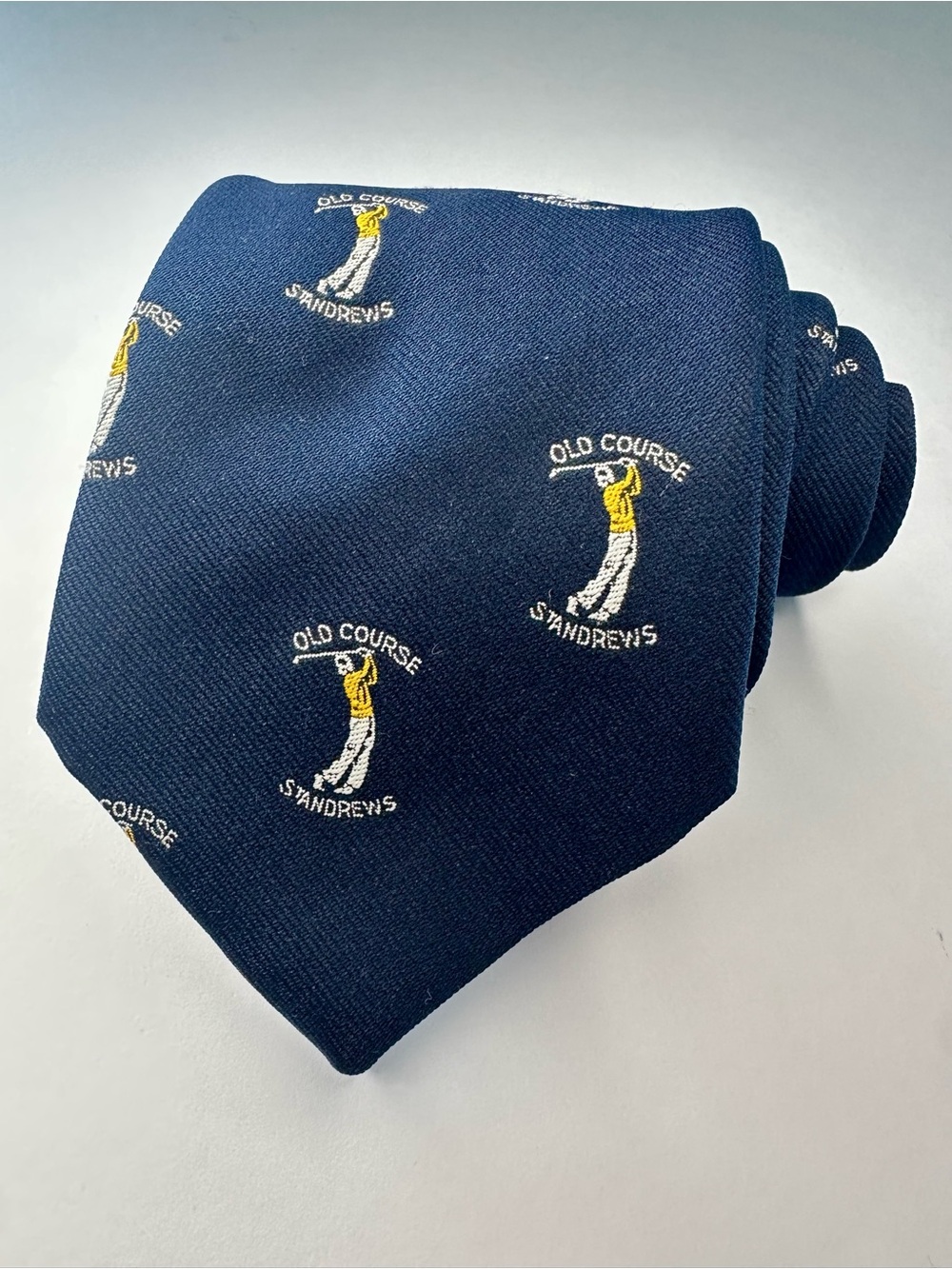 Vintage ST. ANDREW’S OLD COURSE Classic Navy Tie Yellow Embroidered Golfer
